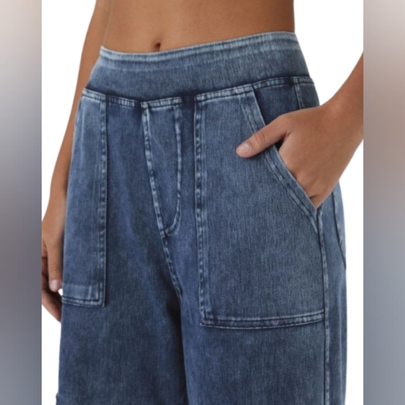 HALARA XLP Mid Rise Pockets Straight Leg Stretchy Knit Casual Cargo Jeans - Picture 6 of 11